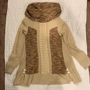 Tunic cowl neck sweater